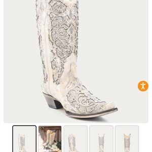 Corral Women's Cream and Silver Heeled Boots